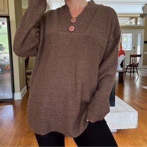 Newport News Chocolate Brown Textured Oversized Sweater